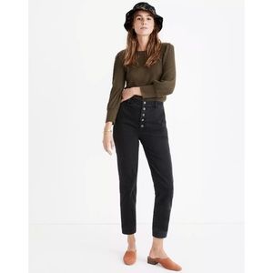Madewell Tapered Jeans in Washed Black:
Button-Front Edition Size 27